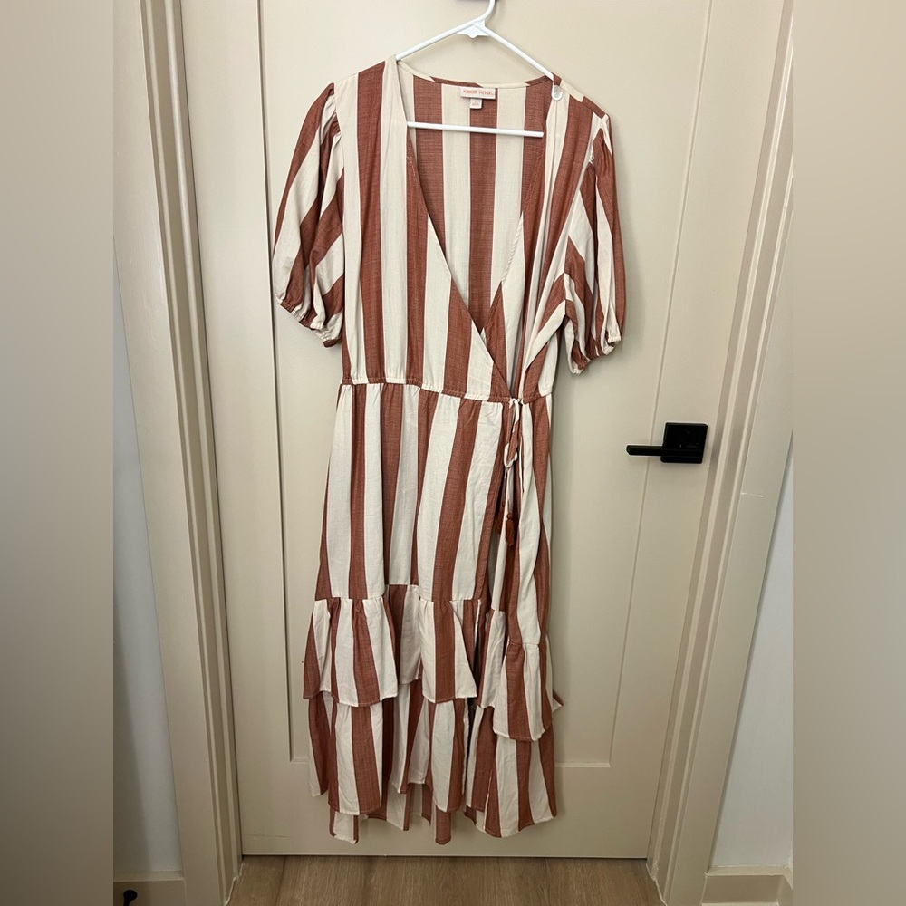 Knox Rose Brown and Cream Striped Maxi Dress